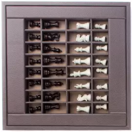 Exclusive Buffalo Brown leather chess Set